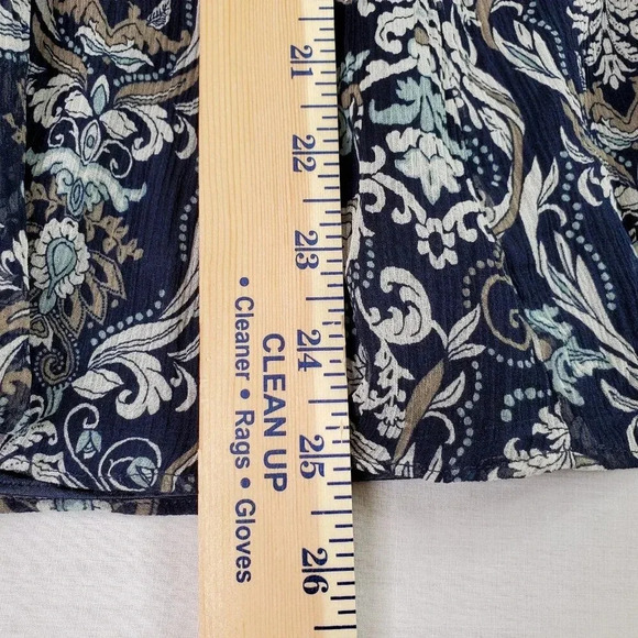 Pendleton Skirt Women 18 Blue Floral Lined A-Line Flowy Crinkle Silk Overlay - Picture 15 of 16